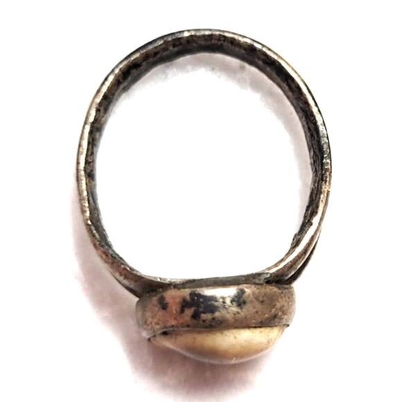 Vtg Operculum Shell Ring Warm Brown Cat’s Eye Shiva Antique Bronze Oval Band 8.5 - Picture 8 of 9